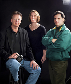 Virginia Tech photograhers (l. to r.) Jim Stroup, Logan Wallace, and Michael Kiernan. Photo by Anne Wernikoff.