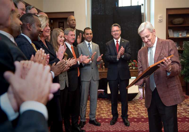 Coach Frank Beamer with the Virginia Tech Board of Visitors