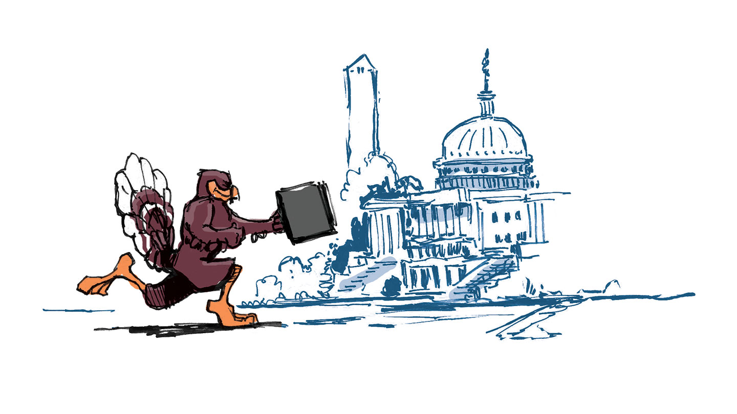illustration: HokieBird in Washington, D.C.