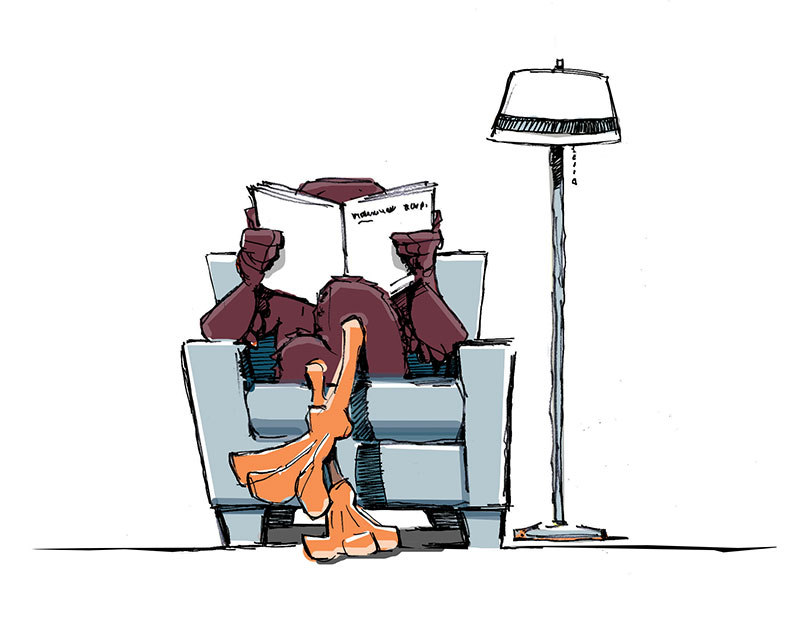 illustration: HokieBird reading