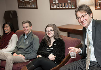 Virginia Tech Provost Thanassis Rikakis with students
