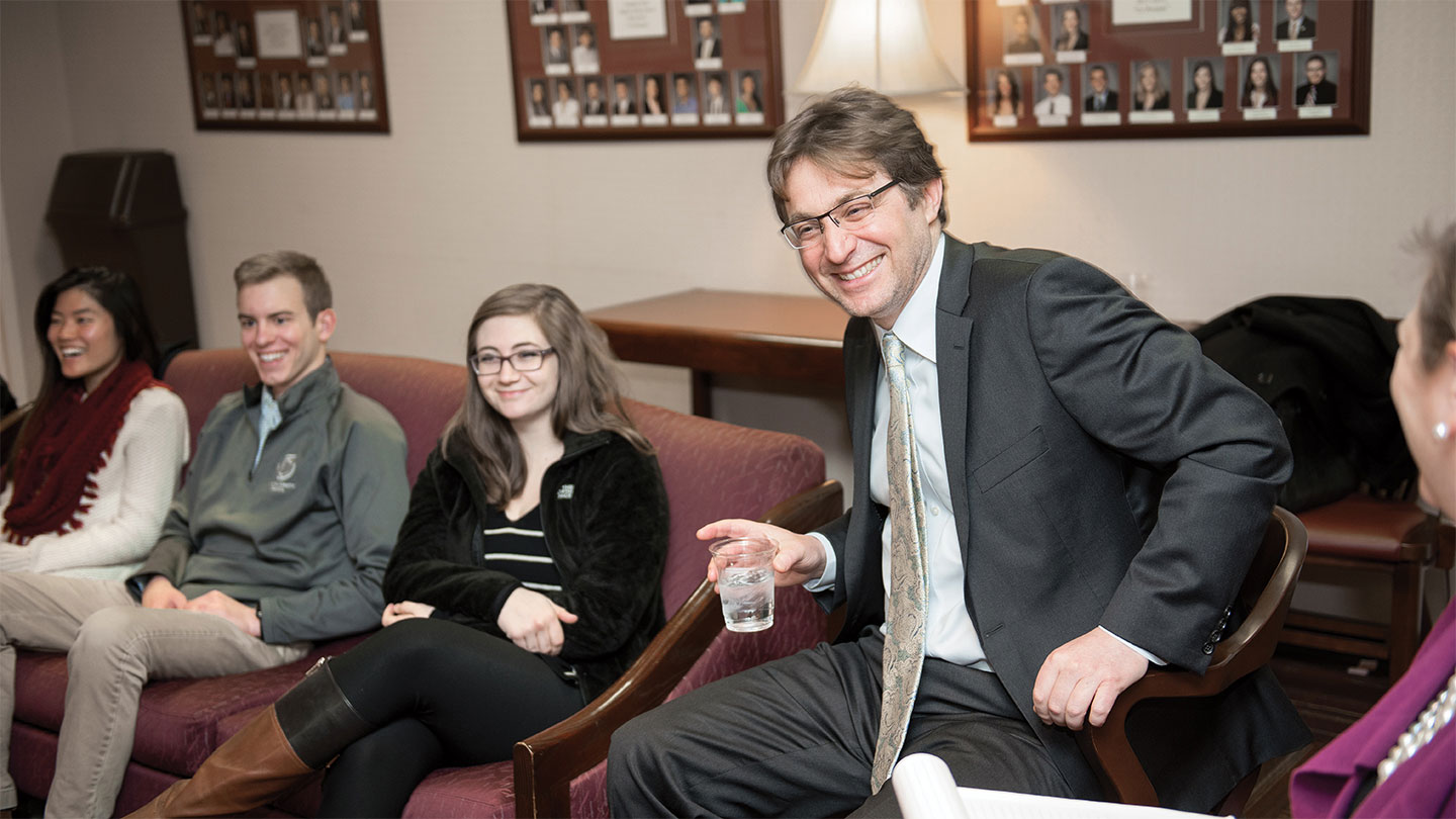 Virginia Tech Provost Thanassis Rikakis with students