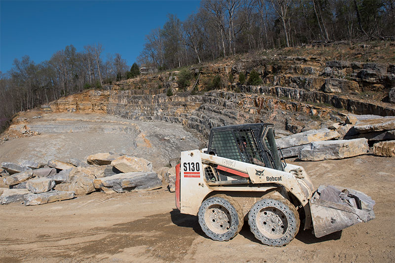 collected stone at Virginia Tech's quarry