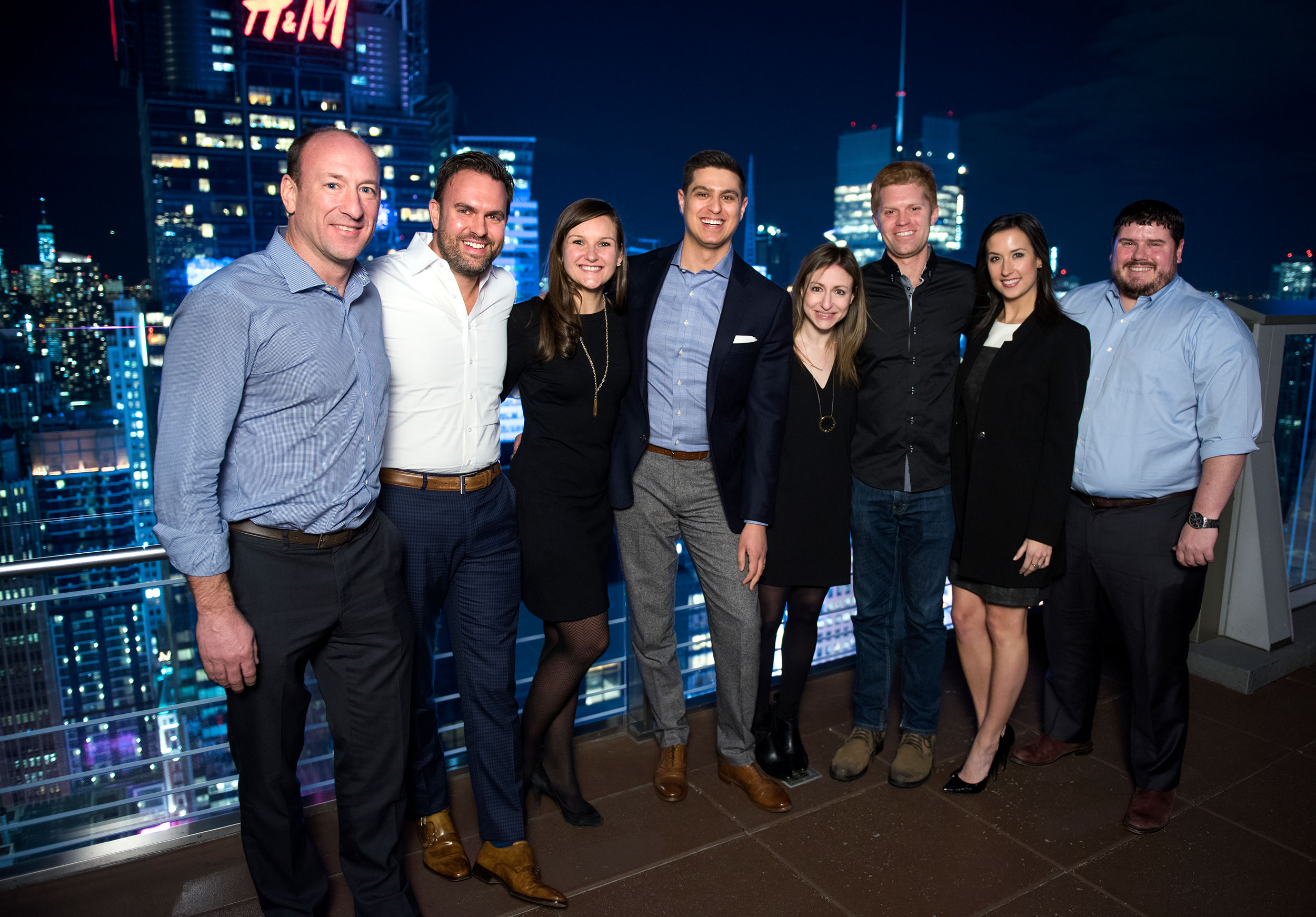 l-r Nick Cullen, Steve White, Amanda Gurtis Davis, Jeremy Davis, Lauren Rumerman, Patrick Farrell, Tara Petrucci, Sean Herlihy